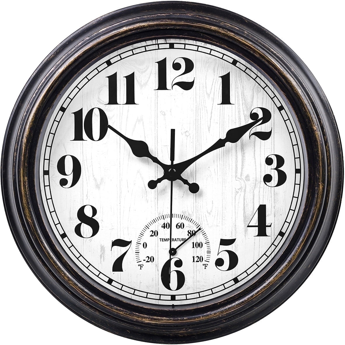 20 Inch Retro Wall Clock Silent,Accurate Time,Big Numbers,Quartz,Analog,Black