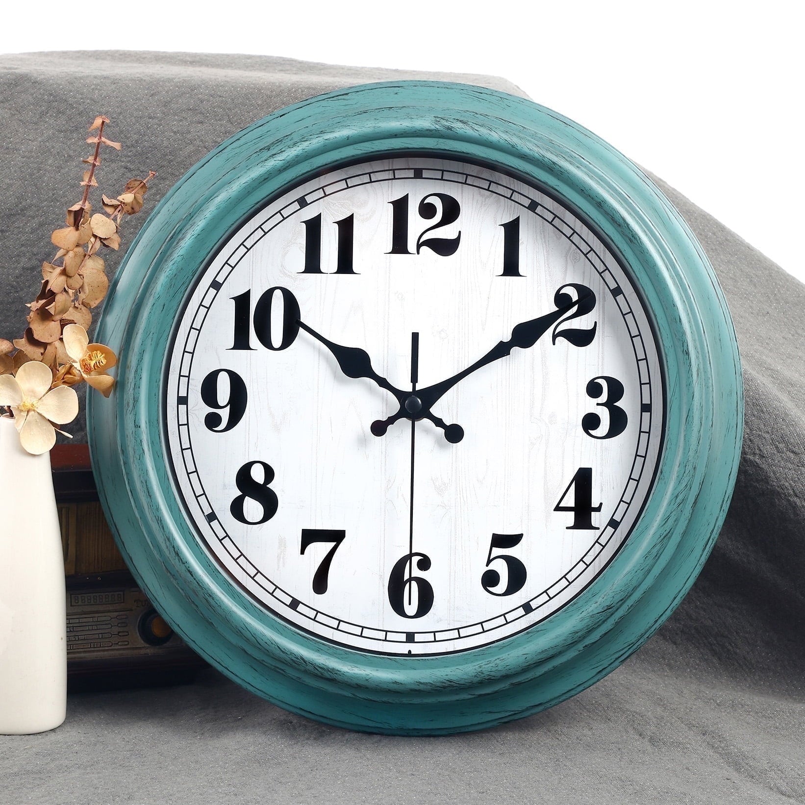 20 Inch Retro Wall Clock Silent,Accurate Time,Big Numbers,Quartz,Analog,Black