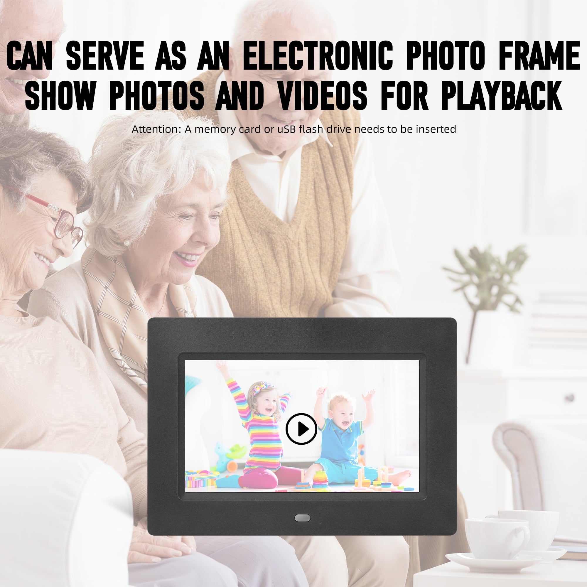 Memwake Multifunctional Large-Screen Digital Alarm Clock for Alzheimer's Patients with Date and Day of Week,Multiple Display Modes,7-inch Black