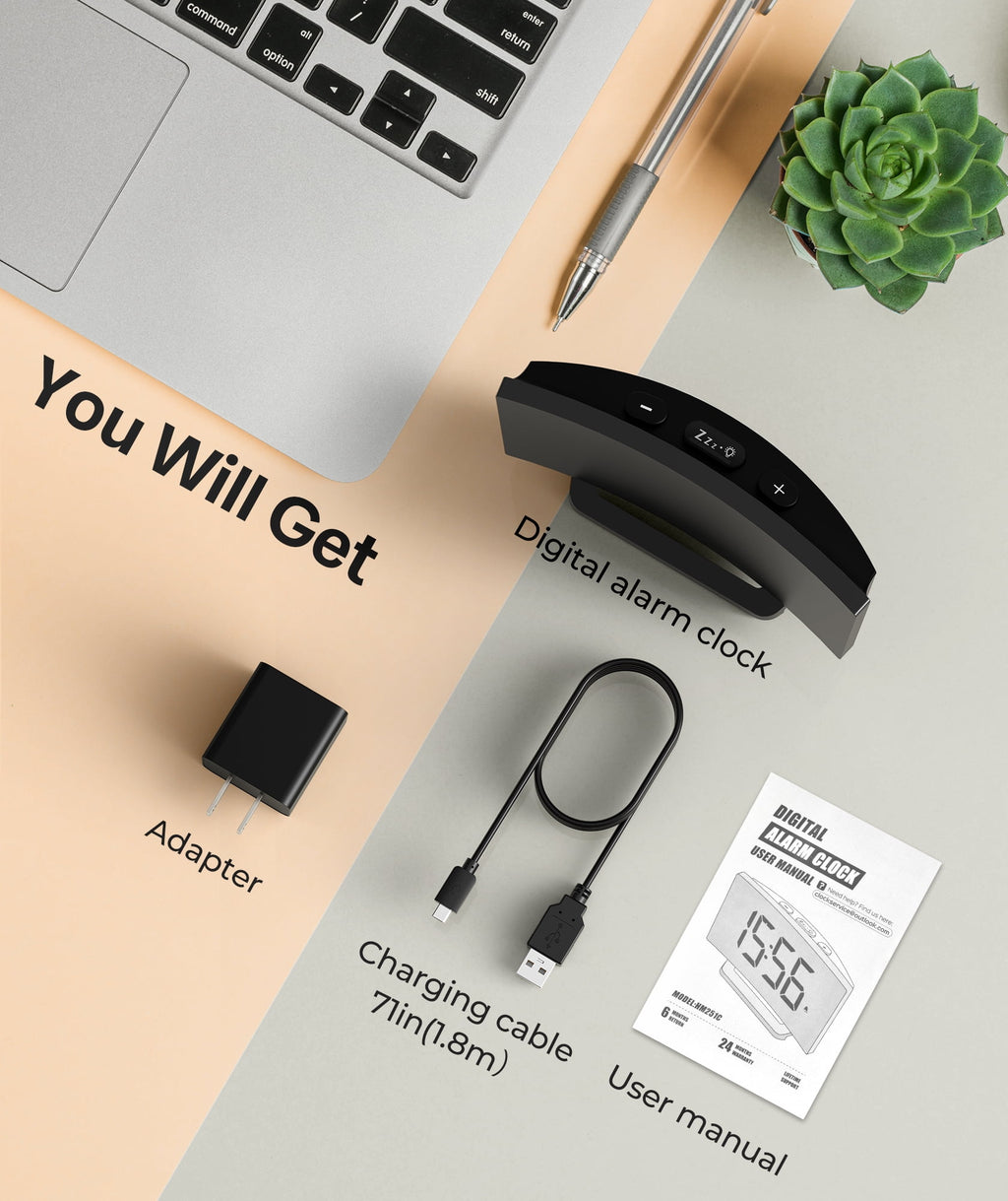 Mpow Digital Alarm Clock for Bedrooms, Large Numbers, Easy to Set Digital Clock with Modern Curved Design, 6 Levels Brightness, 3 Alarm Tones & 2 Volume, 9min Snooze, Battery Backup, 12/24H