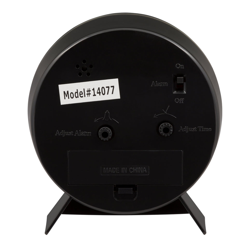 Equity Battery-Operated Black Analog Quartz Alarm Clock, 14077