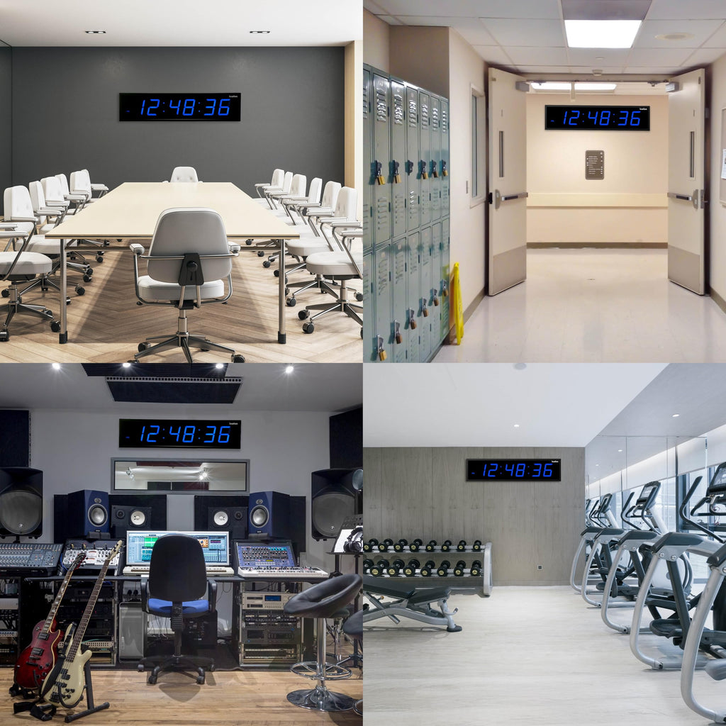 Ivation Large Digital Clock, 24" Led Wall Clock with Stopwatch, Alarms, Timer, Temp & Remote, Blue