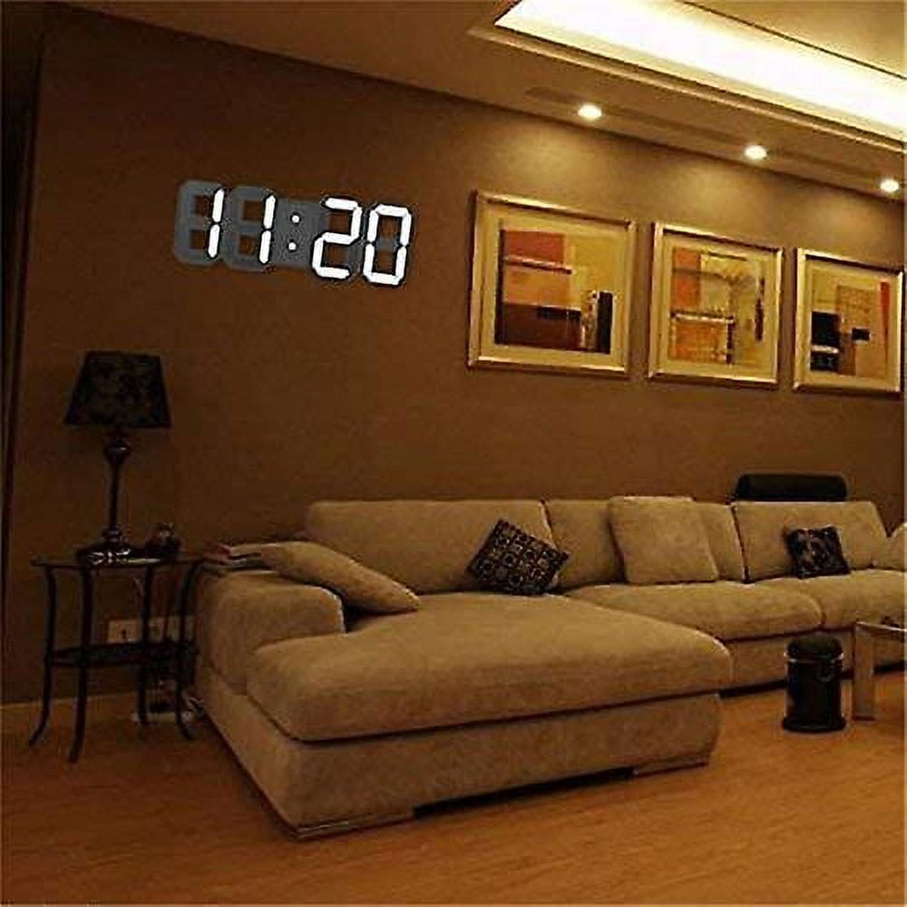 3d Led Wall Clock, Modern Digital Alarm Clock For Home, Kitchen, Office, Bedside Table, Wall Clock, 24 Or 12 Hours Display - Wtake